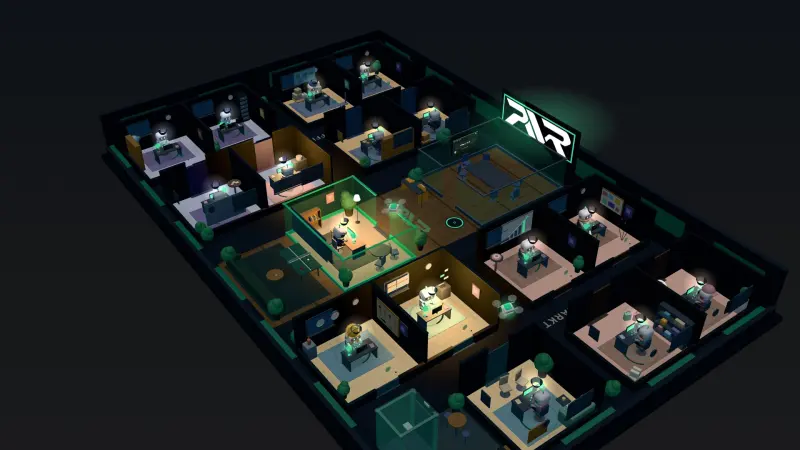 Das 3D-Büro bei Nacht